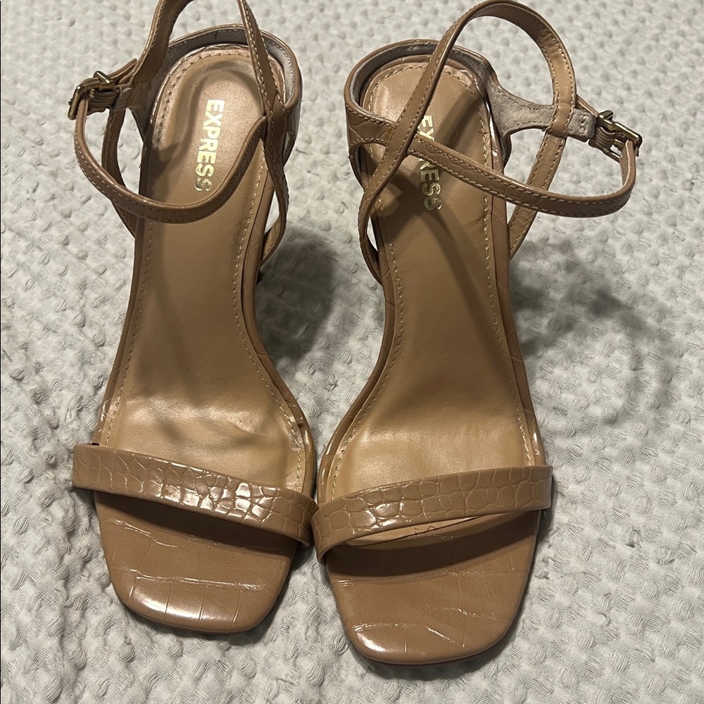 Express Beige Strappy Heels